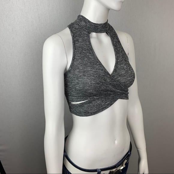 NWT Knit Open Front Crop Busty Racerback Tank Top - Picture 15 of 16